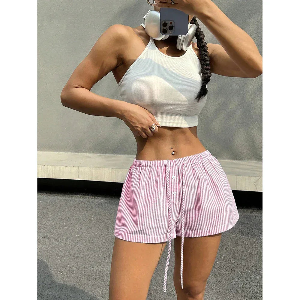 Pantalones bóxer a rayas para mujer