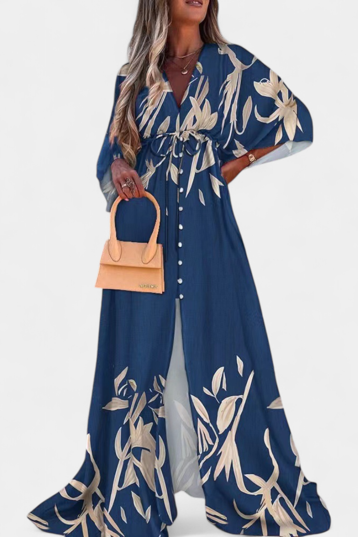 Joelle | Vestido maxi arcoíris con escote en V