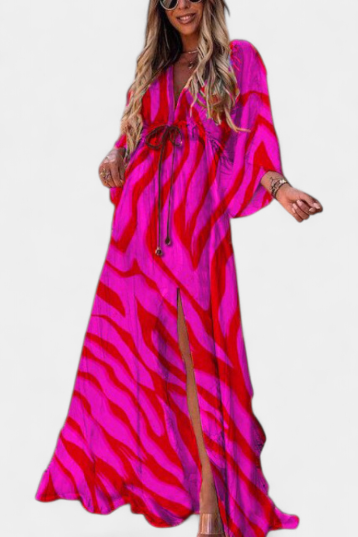 Joelle | Vestido maxi arcoíris con escote en V