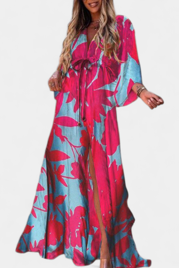 Joelle | Vestido maxi arcoíris con escote en V