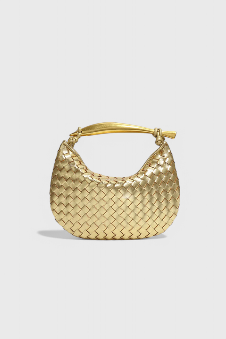 Gerda | Bolso de diseño tejido con elegante asa dorada