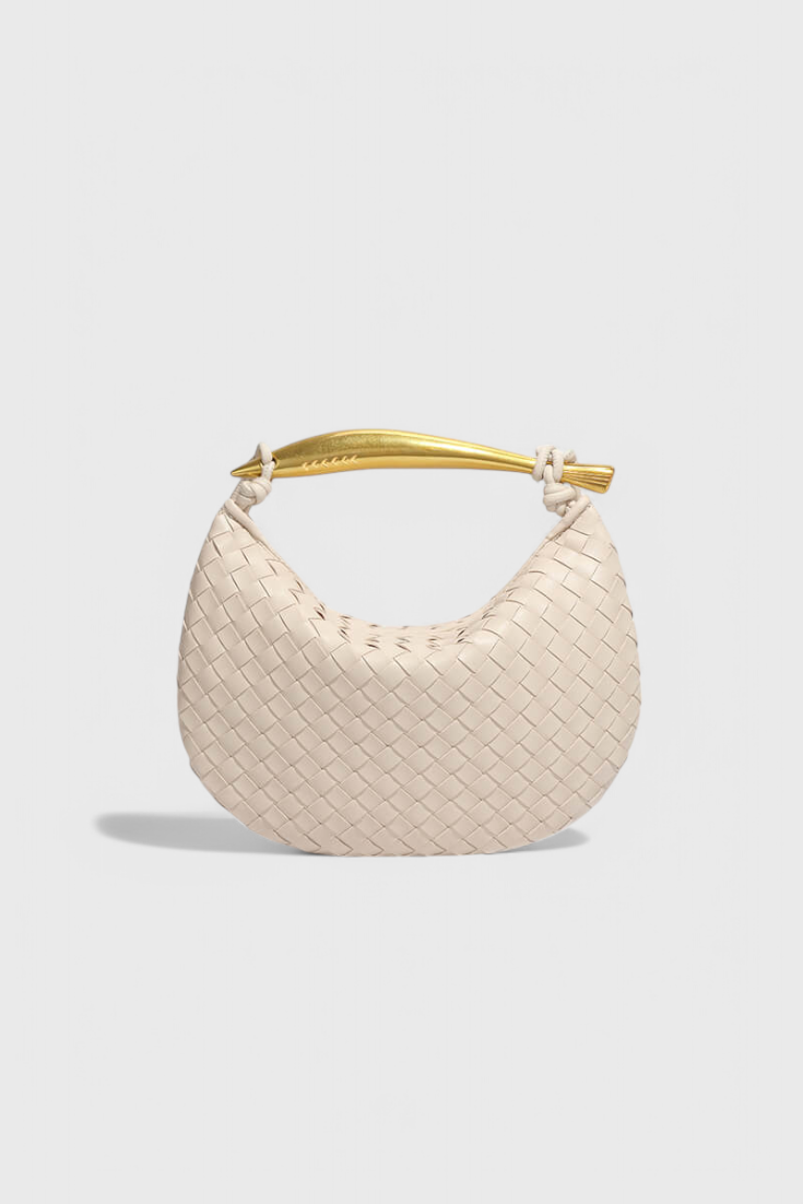 Gerda | Bolso de diseño tejido con elegante asa dorada