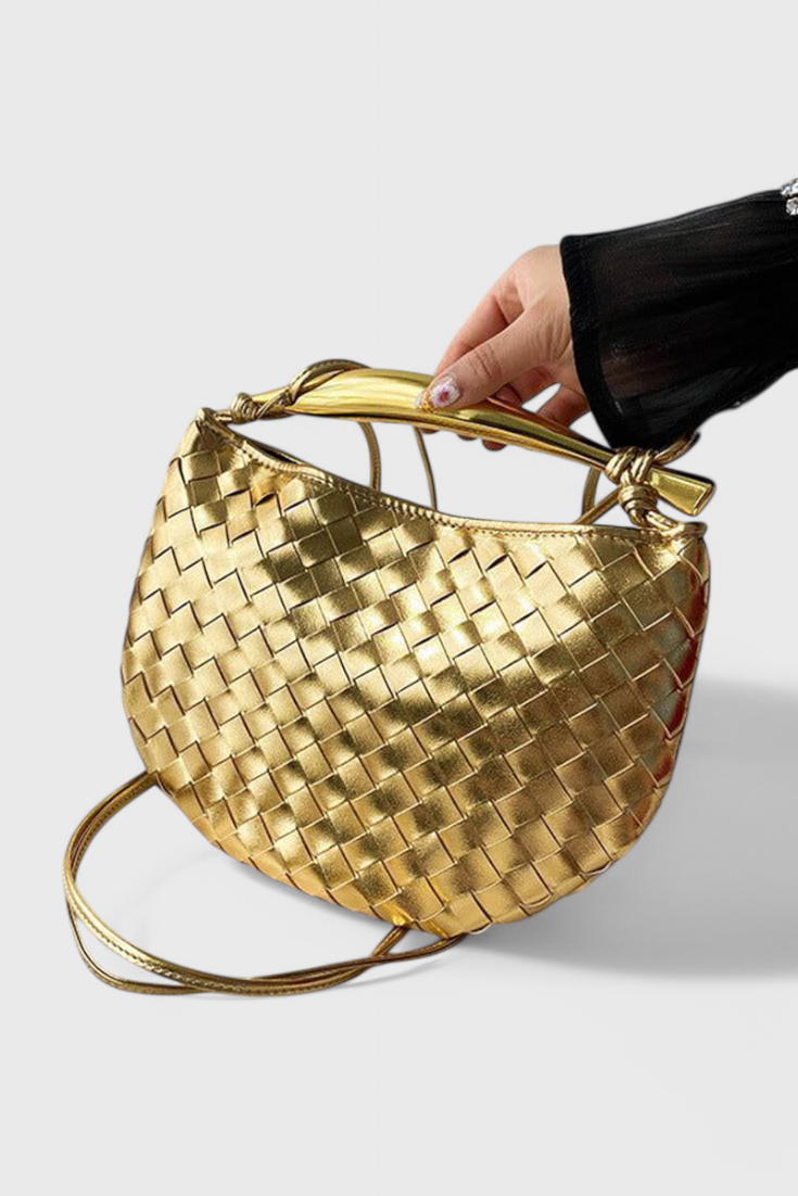 Gerda | Bolso de diseño tejido con elegante asa dorada