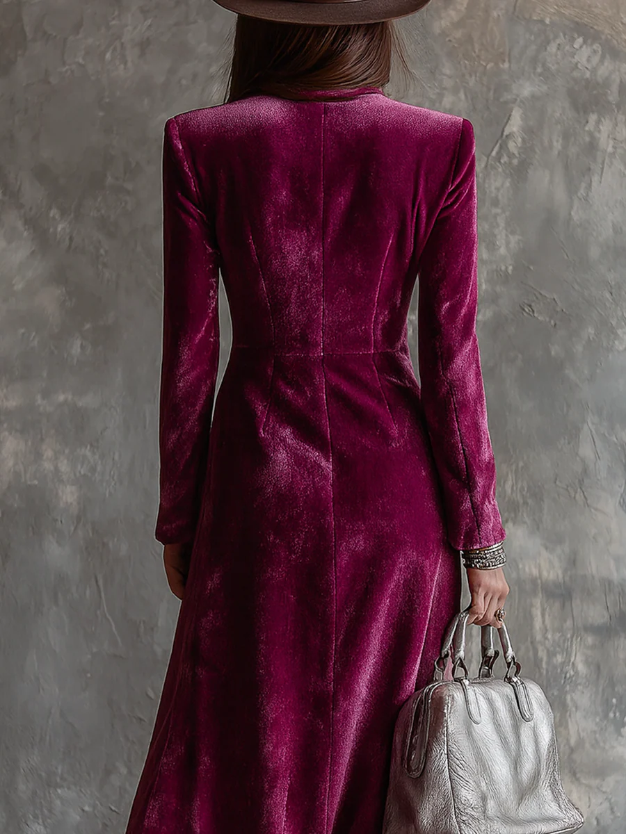 Vera | Elegante vestido blazer maxi de terciopelo