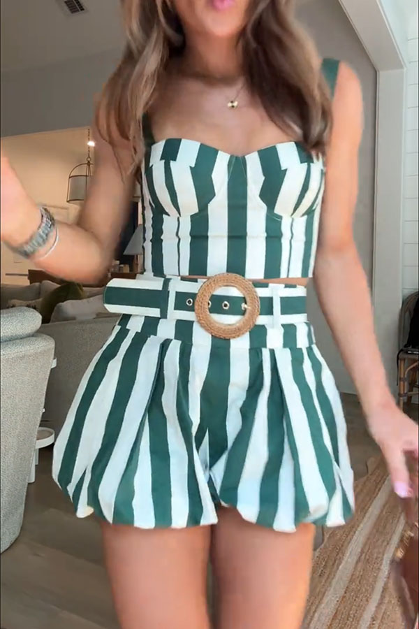 Conjunto de top de tirantes a rayas