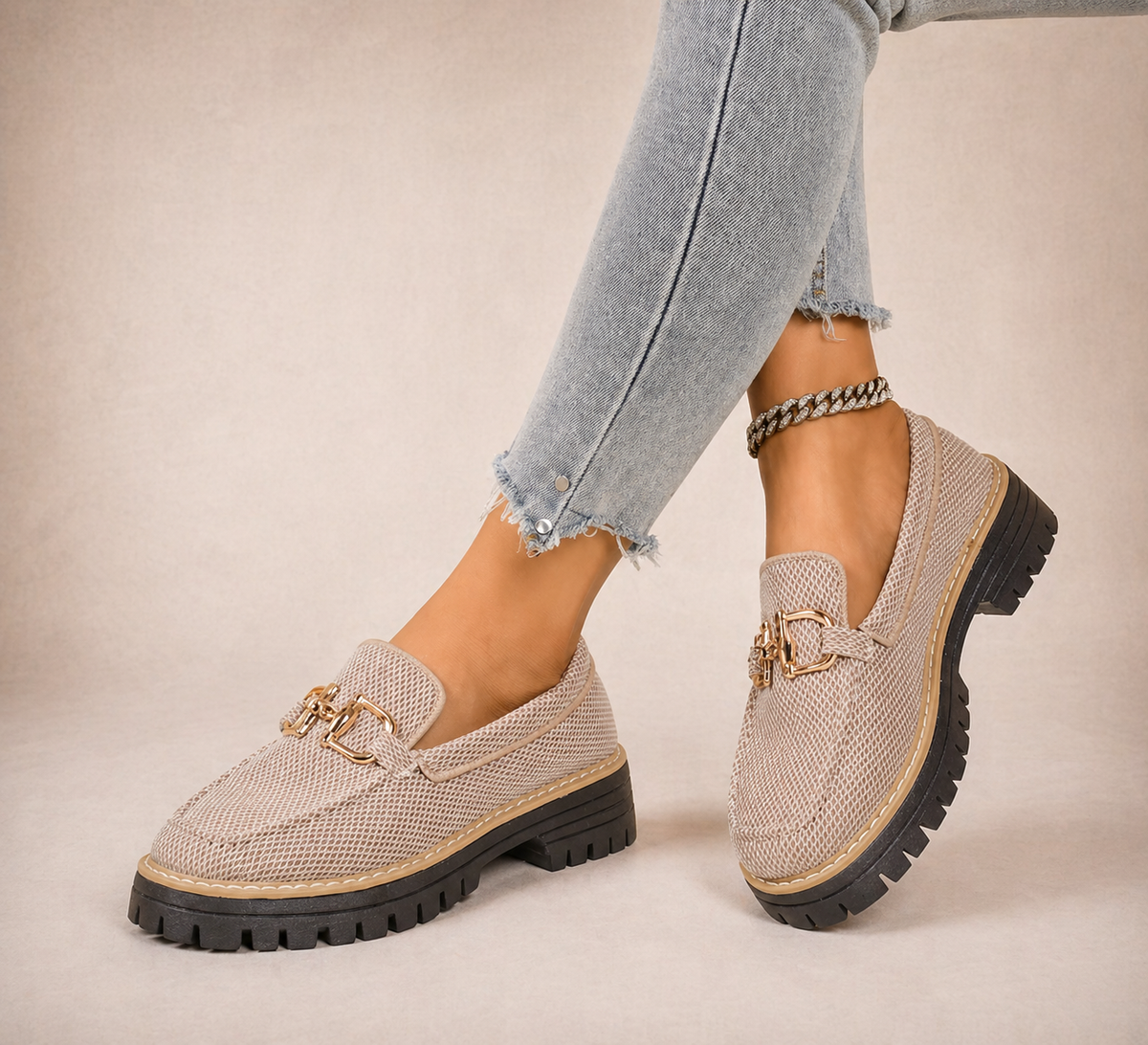 Mocasines Transpirables de Malla con Suela Gruesa y Estilo Moderno