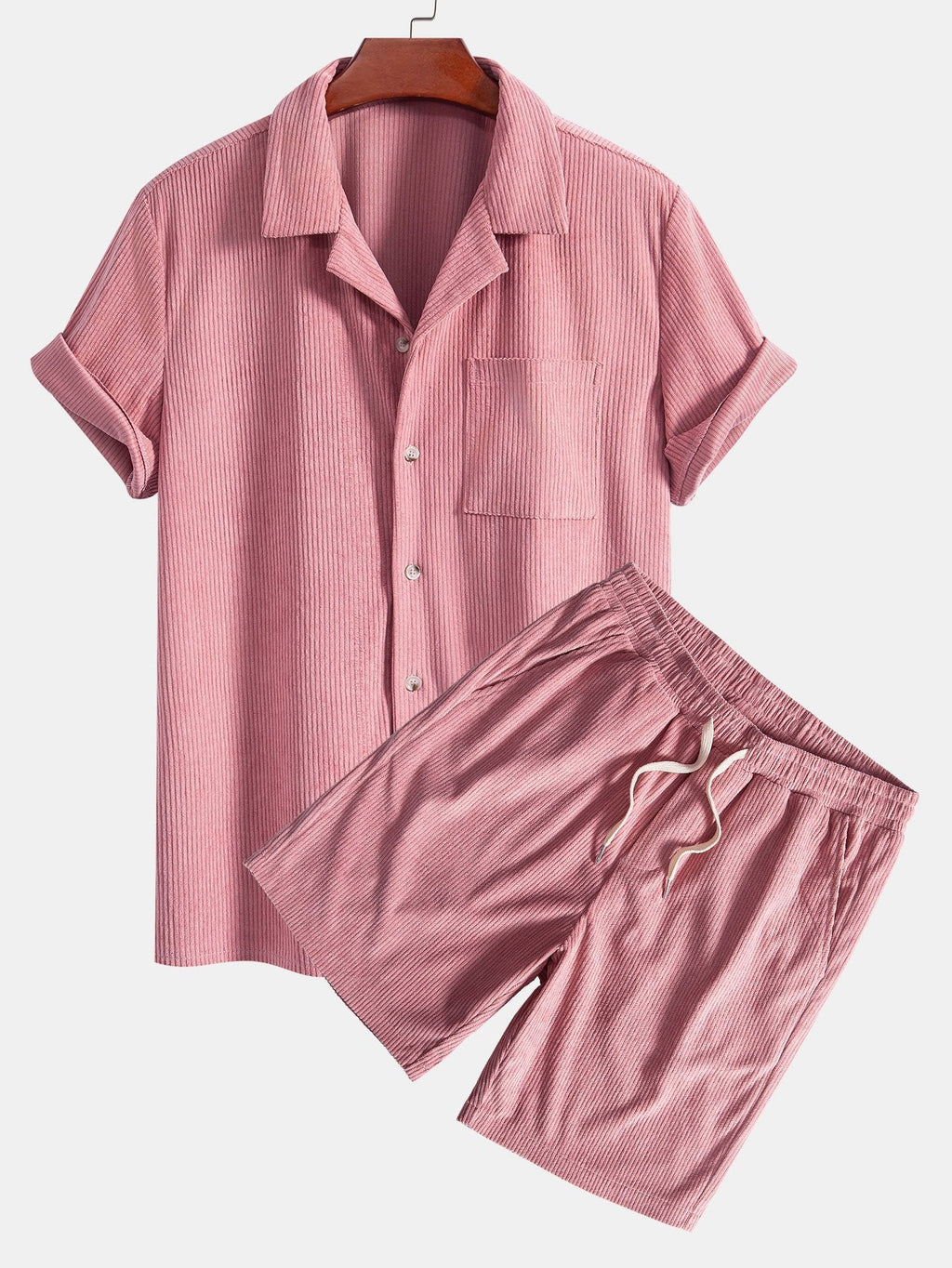 Conjunto cubano de pana: camisa de manga corta y pantalones cortos
