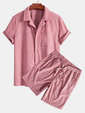 Conjunto cubano de pana: camisa de manga corta y pantalones cortos