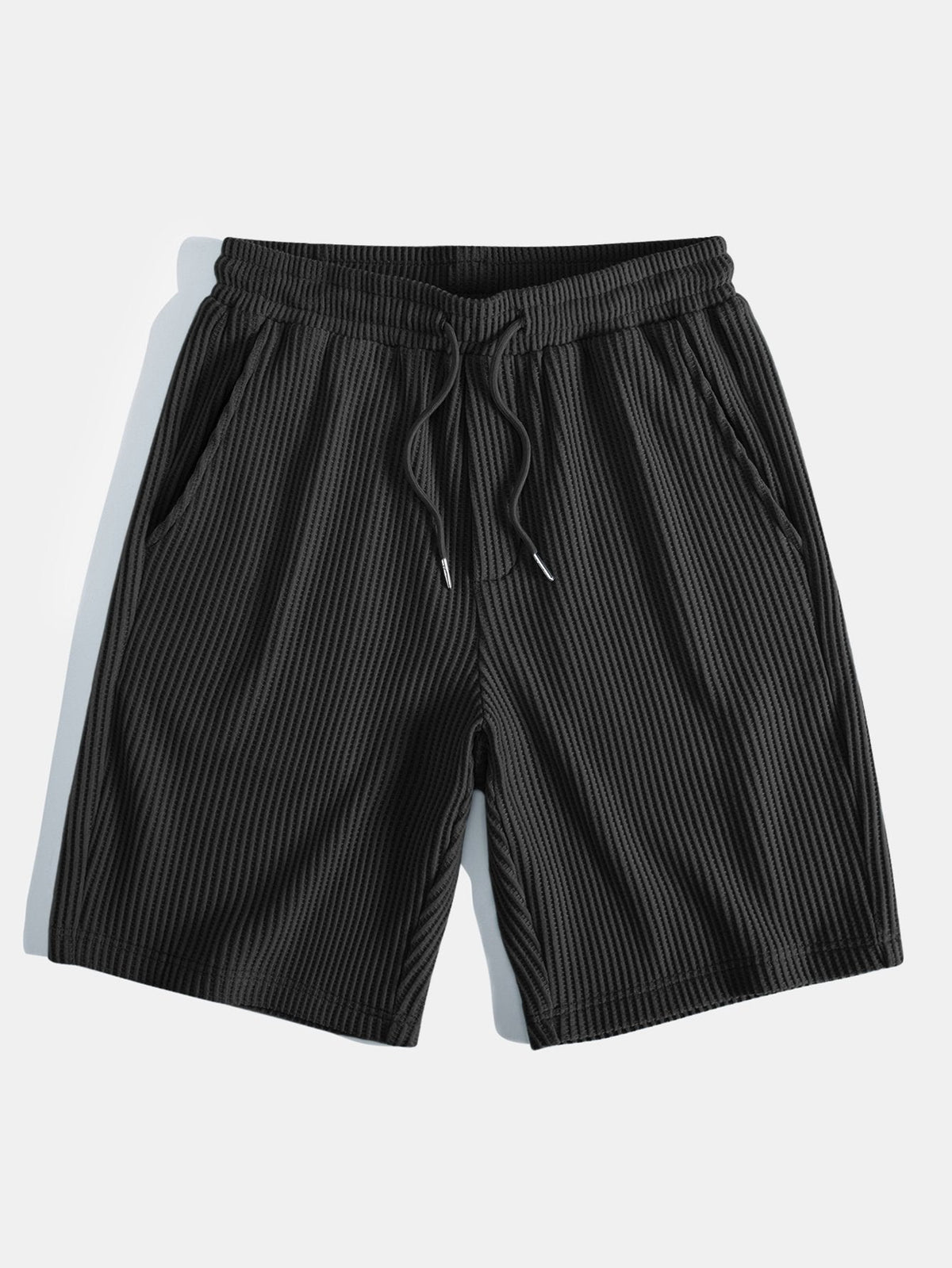 Conjunto de camiseta con capucha de tejido gofrado y bajo curvado, con pantalones cortos a juego y cordón ajustable