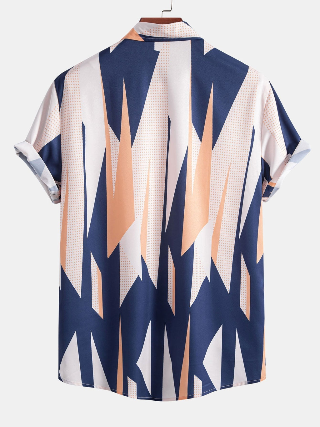 Conjunto de camisa abotonada con estampado geométrico y pantalones cortos de baño