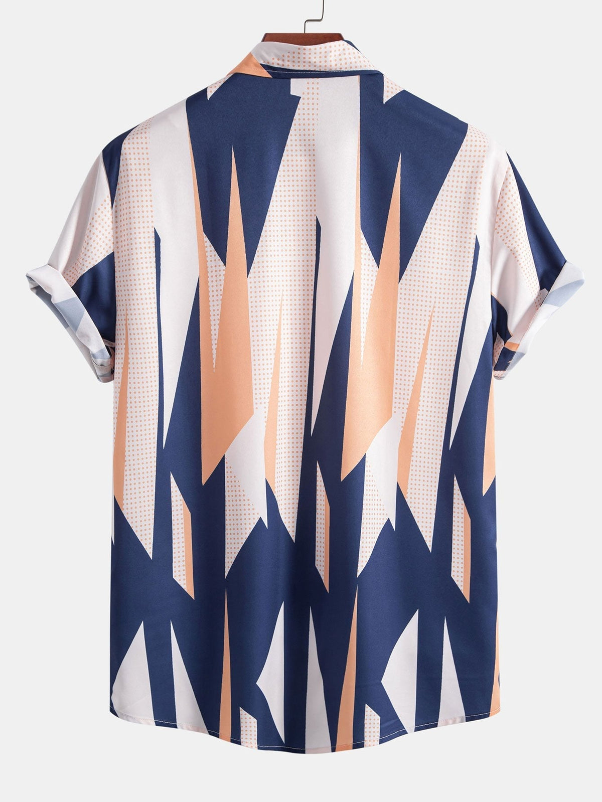 Conjunto de camisa abotonada con estampado geométrico y pantalones cortos de baño