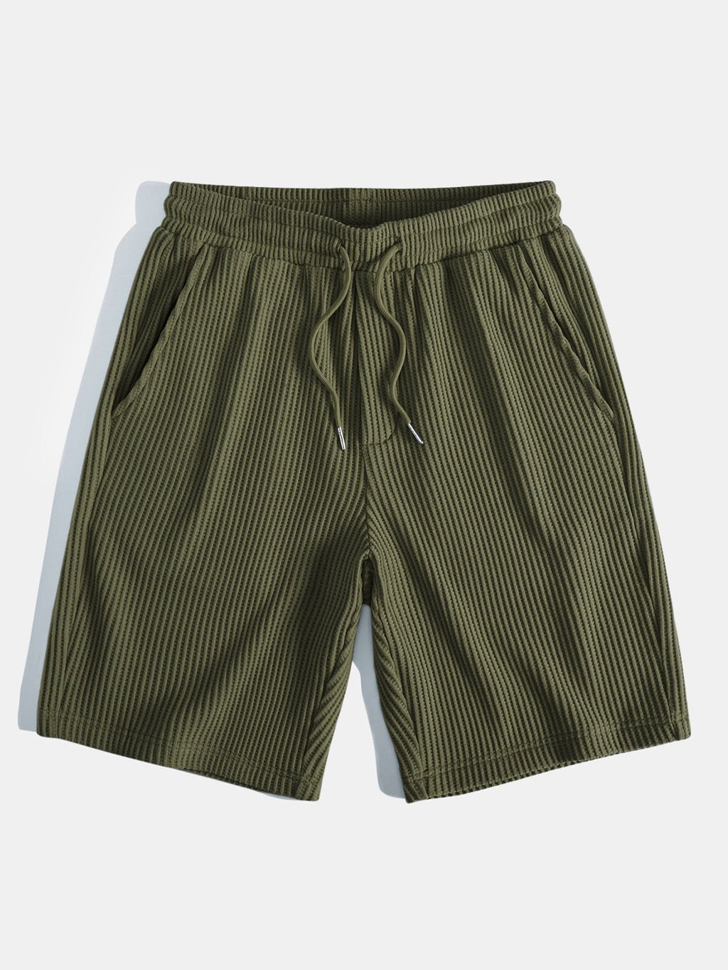 Conjunto de camiseta con capucha de tejido gofrado y bajo curvado, con pantalones cortos a juego y cordón ajustable