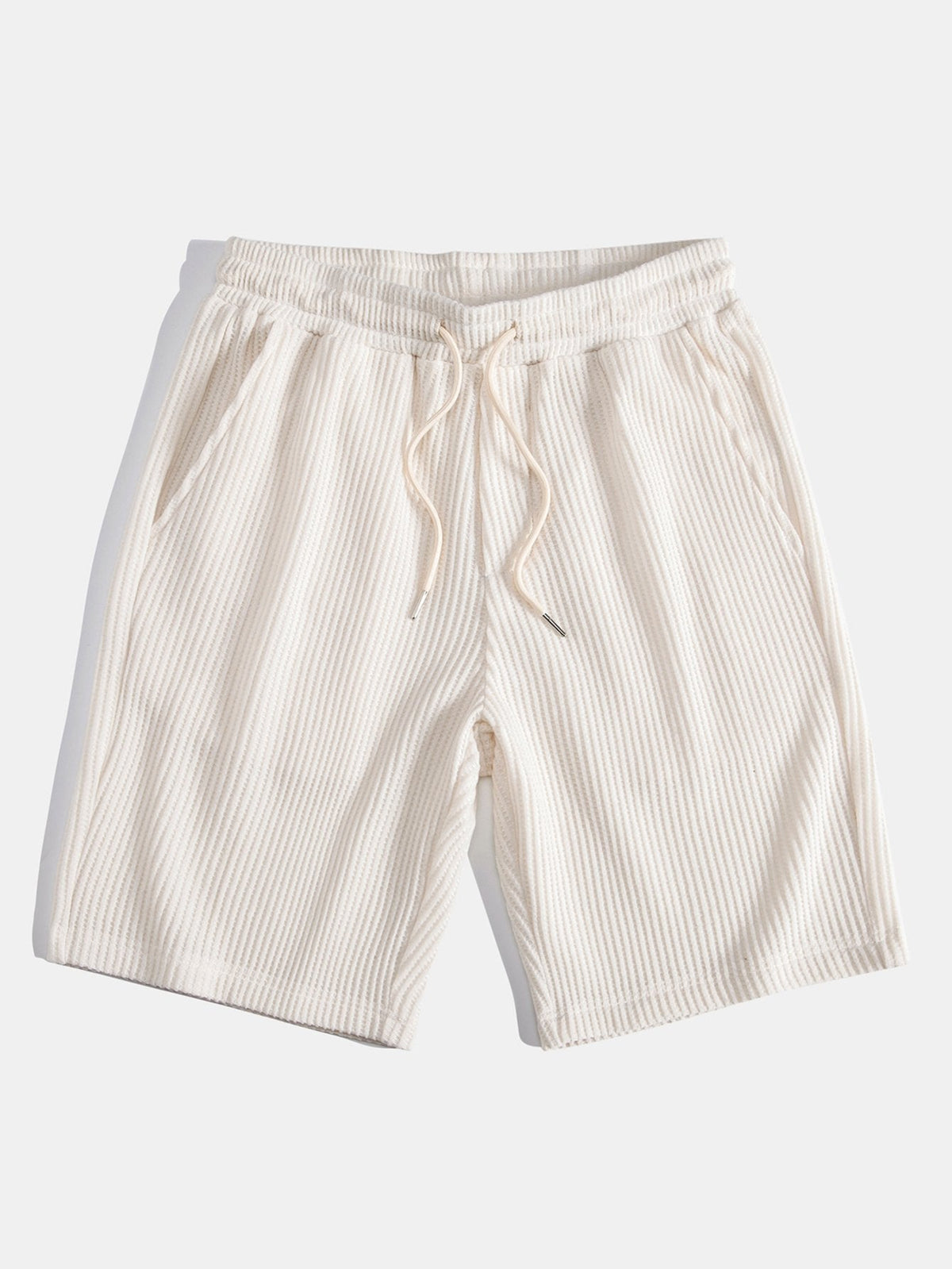 Conjunto de camiseta con capucha de tejido gofrado y bajo curvado, con pantalones cortos a juego y cordón ajustable