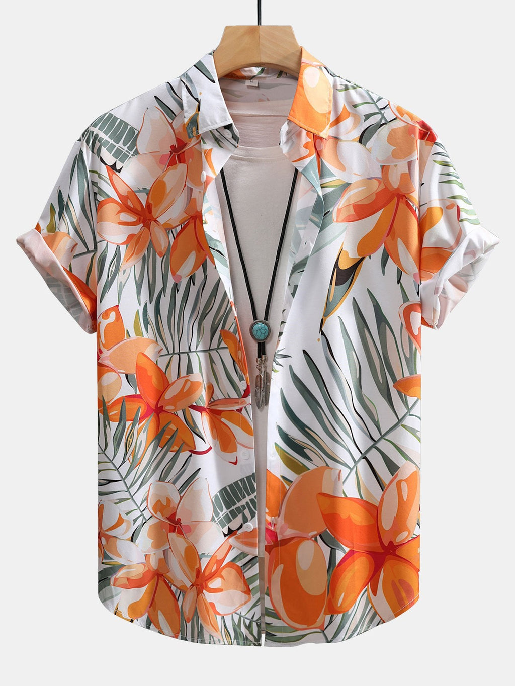 Conjunto de Camisa Abotonada con Estampado Floral Botánico y Pantalones Cortos de Baño