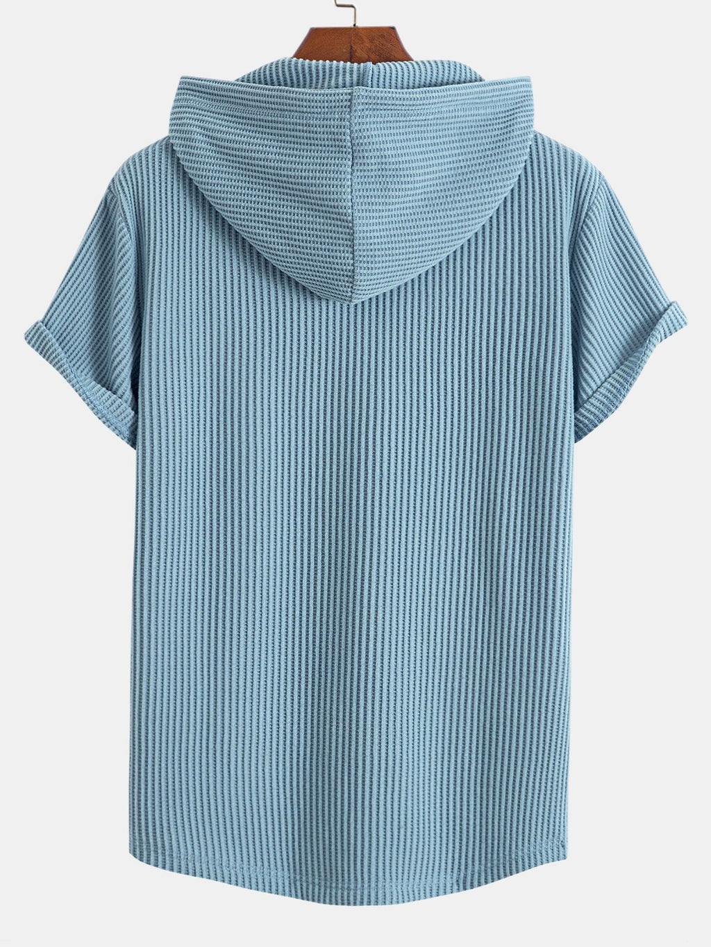 Conjunto de camiseta con capucha de tejido gofrado y bajo curvado, con pantalones cortos a juego y cordón ajustable
