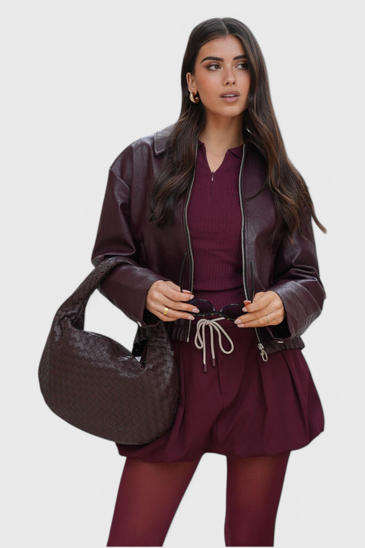 Lila | Elegante bolso mediano tejido con sofisticado detalle de nudo